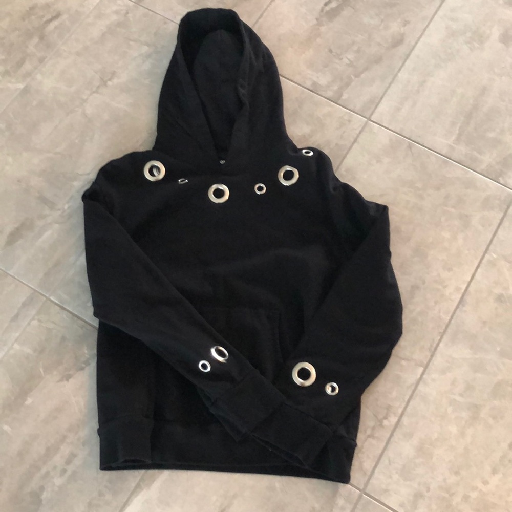 Monrow black hoodie with grommets